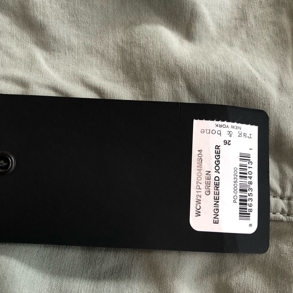 Rag & Bone khaki green pants with elastic stretch around waist and ankles. - Picture 3 of 4